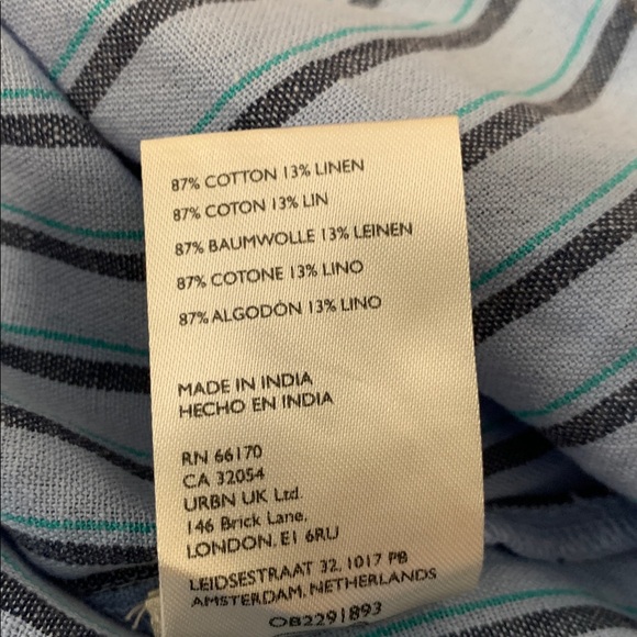 FREE PEOPLE Oversized Christopher Linen Striped Top NWT Blue - Picture 8 of 9